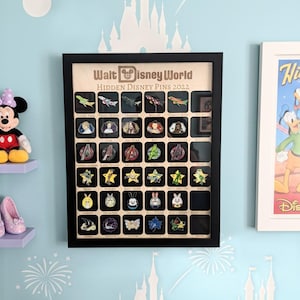 Shadow box Frame Disney pin trading board for Hidden Mickey set 2022, Disney pin board, pin trading