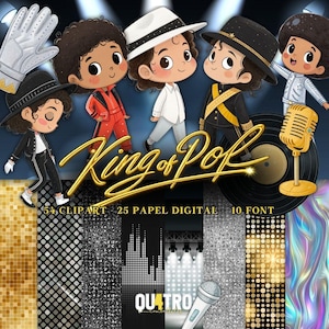 King of Pop, Digital Kit, Mega Bundle, Michael Jackson Clipart inspiration, instant download in PNG file - 100 dpi