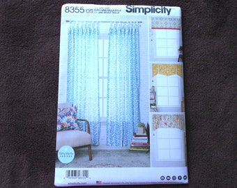 Simplicity 8355 Home Decorating Valance Styles Curtain Panels