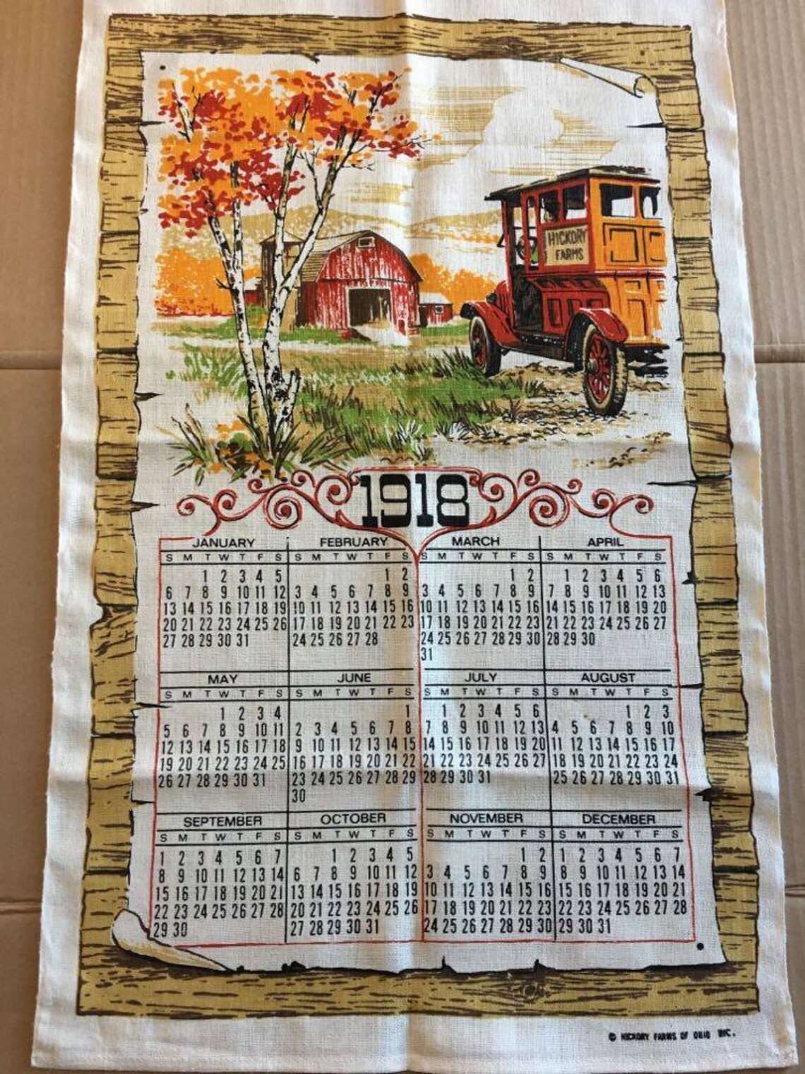 Cloth Calendar 1918 Linen Dish Towel Hickory Farms | Etsy