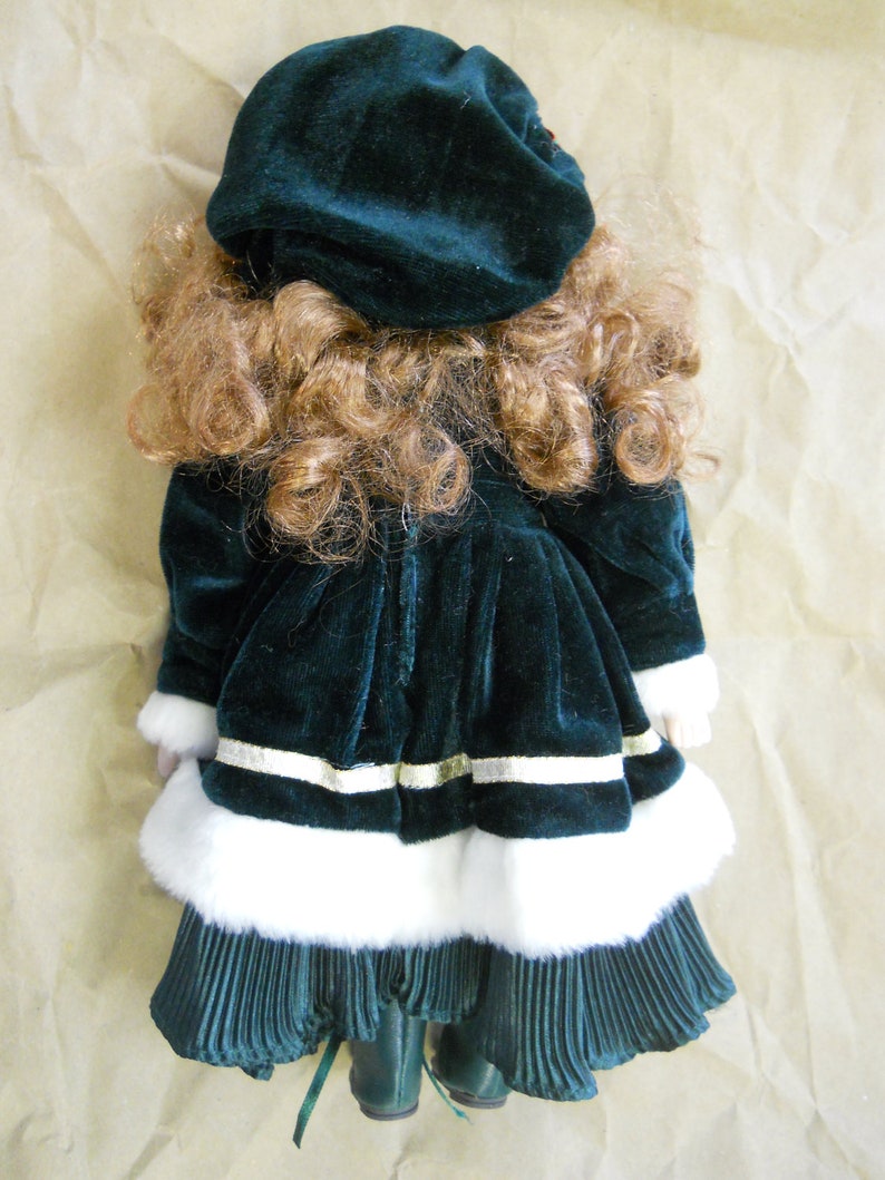 Porcelain Christmas Doll, Green Eyes, Green Holiday Dress Etsy