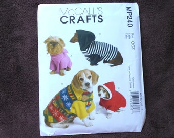 McCall's MP240 Dog Pet Pullovers Sizes XS-M