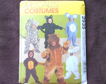 McCall's 2935 Toddlers' Animals Costumes  Lion, Bunny, Bear, Cat, Mouse Sizes 1/2-4