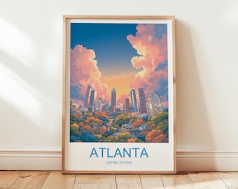 Atlanta Travel Poster: Vintage City Map Print (Digital Download)