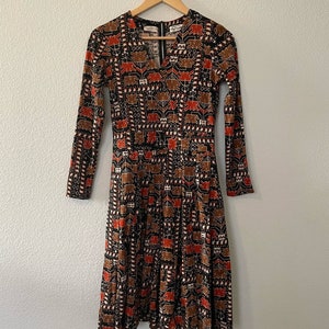 Vintage 60s mod groovy geometric print a-line dress by Macys made in Italy Sz S