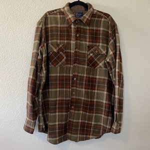 NEW Vintage Flannel Shirt Mens XL BIG Brown Cotton Vtg 17.5 1X Deadstock  NOS