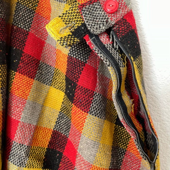 Vintage 30s-40s check plaid yellow red wool strai… - image 5