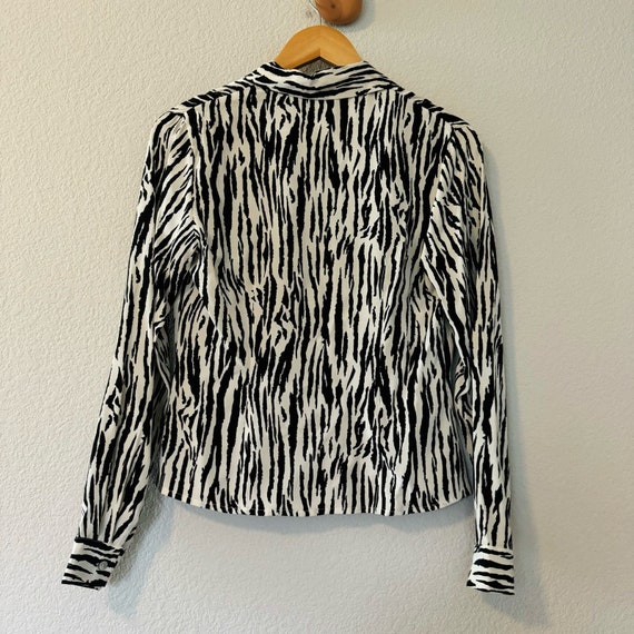 Vintage y2k Casual Corner 100% silk blouse zebra … - image 5