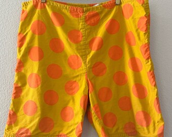 Vintage 60er Sears Herren-Badehose mit Kordelzug in der Taille, funky Polka Dots, Baumwolle M-L