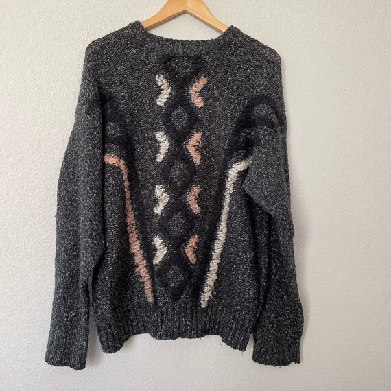 Vintage 80s 90s textured tribal boho sweater cozy… - image 2