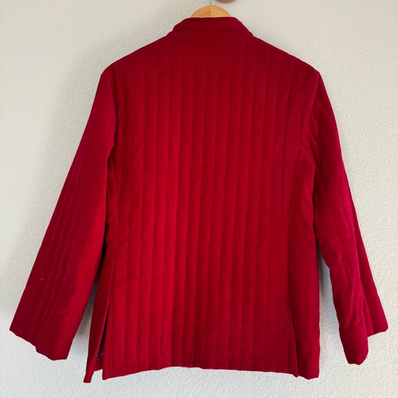 70s Vintage Sears red quilted velvet jacket toggl… - image 7