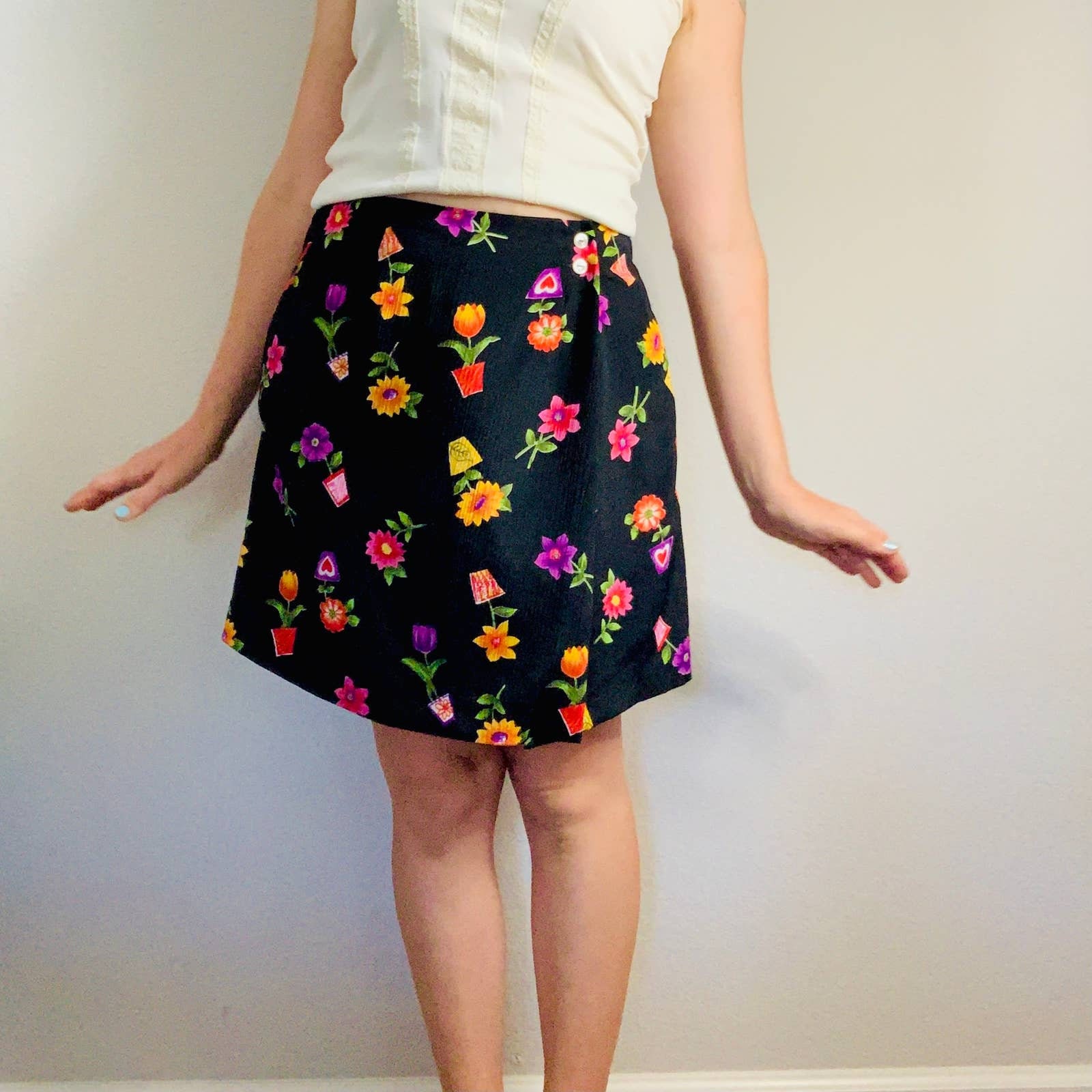 Vintage 90s Bright and Fun Kathie Lee Flower Pot SKORT Skirt - Etsy