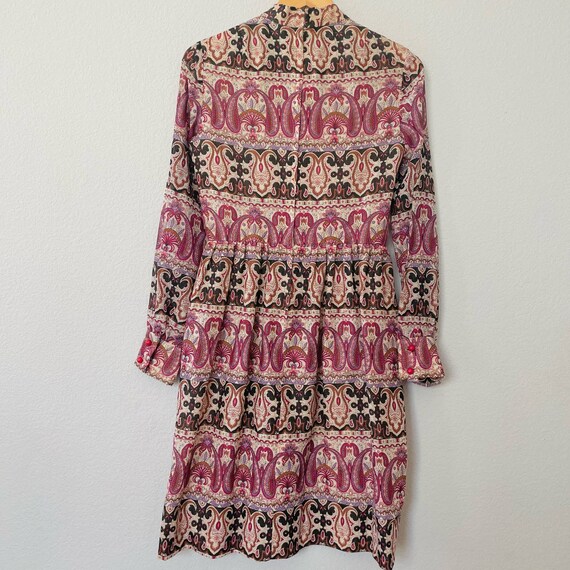 Vintage 60s 70s psychedelic mod paisley long slee… - image 6