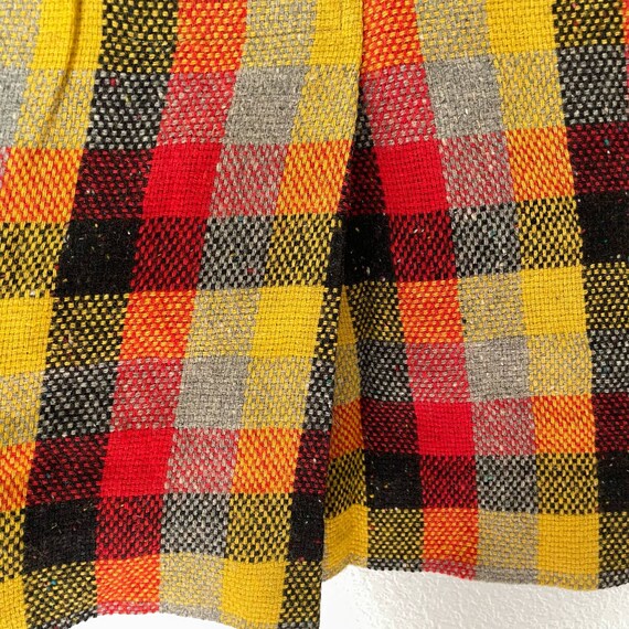 Vintage 30s-40s check plaid yellow red wool strai… - image 8