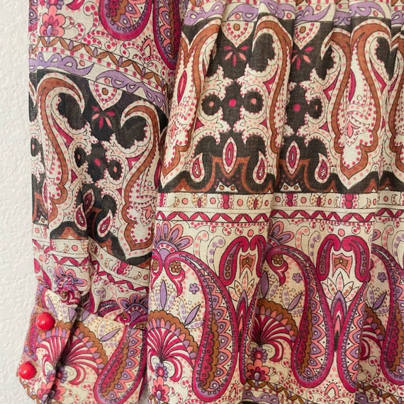 Vintage 60s 70s psychedelic mod paisley long slee… - image 4