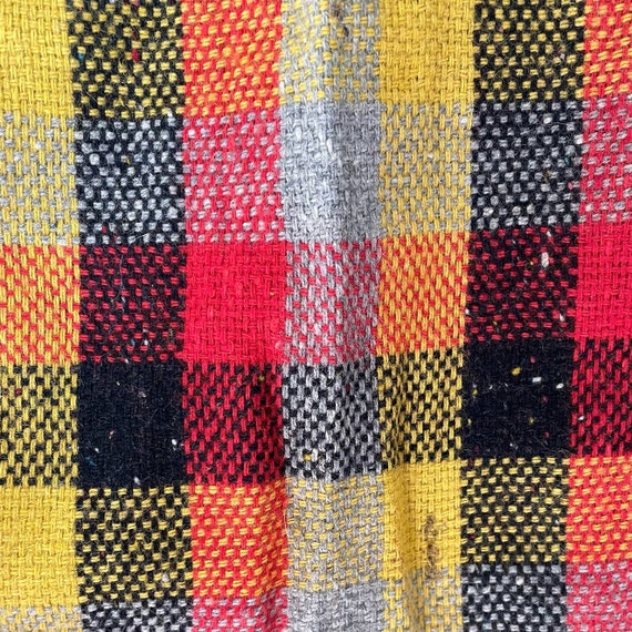 Vintage 30s-40s check plaid yellow red wool strai… - image 3