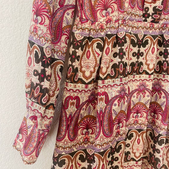 Vintage 60s 70s psychedelic mod paisley long slee… - image 7