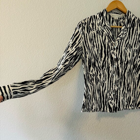 Vintage y2k Casual Corner 100% silk blouse zebra … - image 3