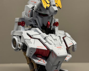 Custom Painted Unicorn Gundam Bust: LED Mecha Statue