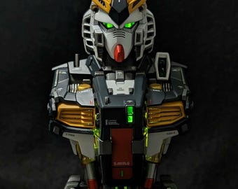 Nu Gundam Bust: Custom Painted LED Mecha Statue | Anime Gift | Gaming Desk Decor | Built & Repaint | Painted Gunpla