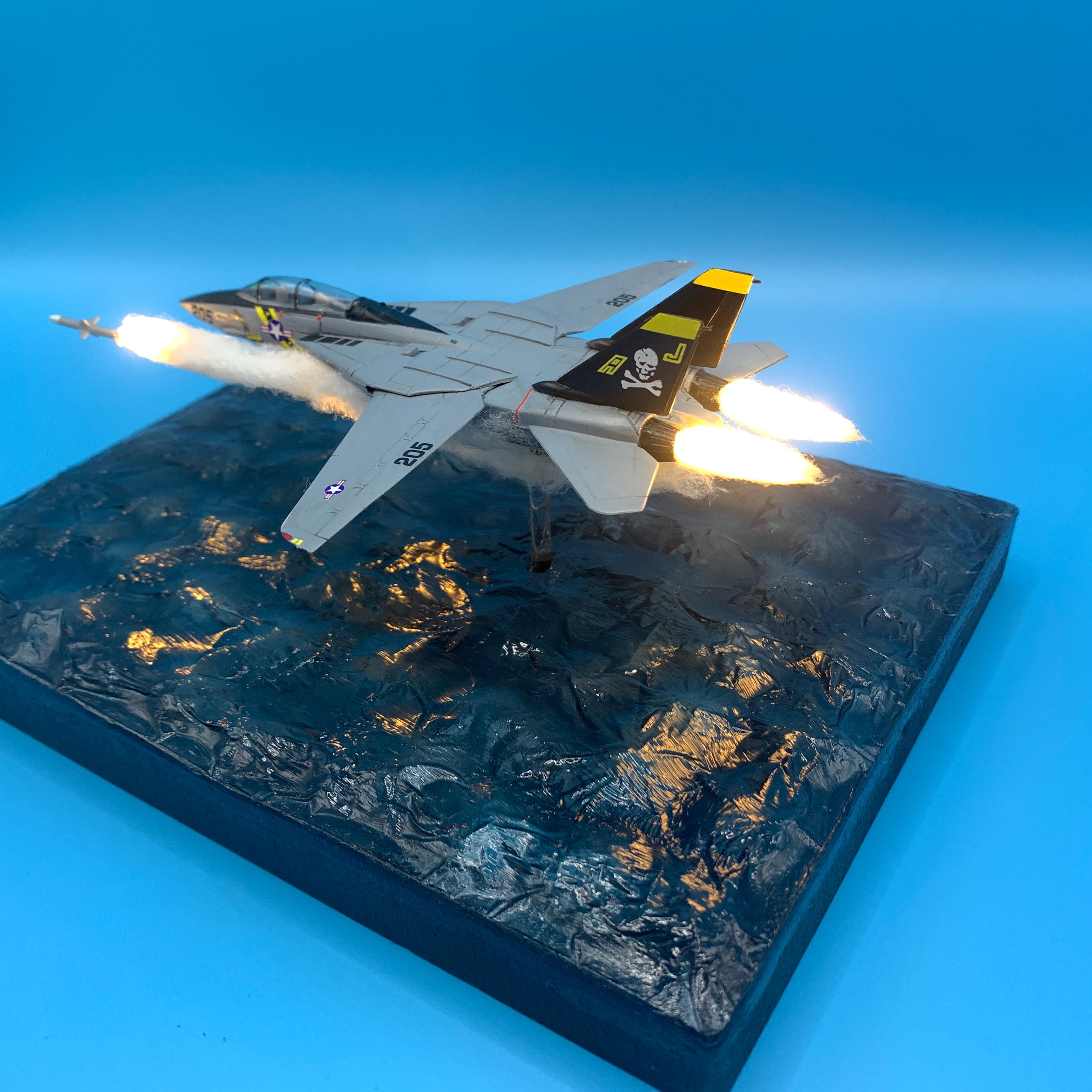 F-14 Tomcat Fighter LED Diorama: Personalized Air Force Retirement