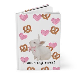 Bunny Hardcover Journal Matte, Cute Rabbit Notebook, Blank Sketchbook, Writing Diary Gift, Kawaii Animal Notepad, Bullet Journal Planner
