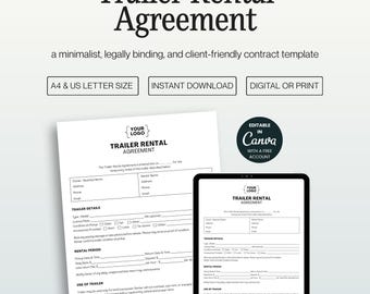 Dump Trailer Rental Contract Template: Editable Canva Lease Agreement A4 and US Letter