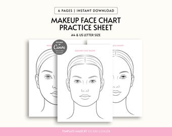 Makeup Übungs Face Chart Kit 6 Gesichtsform Vorlagen