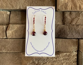 Garnet and 14k Gold Earrings