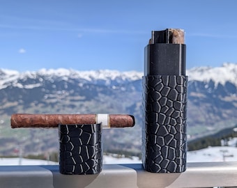 Zigarrenetui 4er mit Magnetverschluss – personalisierbar mit Gravur – Geschenk für Männer - strukturiert
