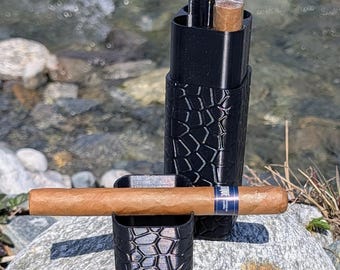 Zigarrenetui 2er mit Magnetverschluss – personalisierbar mit Gravur – Geschenk für Männer - strukturiert