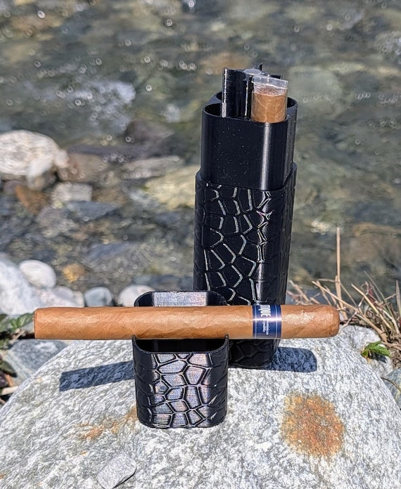 Zigarrenetui 2er mit Magnetverschluss – personalisierbar mit Gravur – Geschenk für Männer - strukturiert