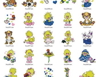 Suzys Zoo Babies set van 53 borduurmachineontwerpen PES-formaat