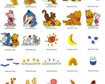 Bundel met 58 Baby Pooh-borduurmachineontwerpen