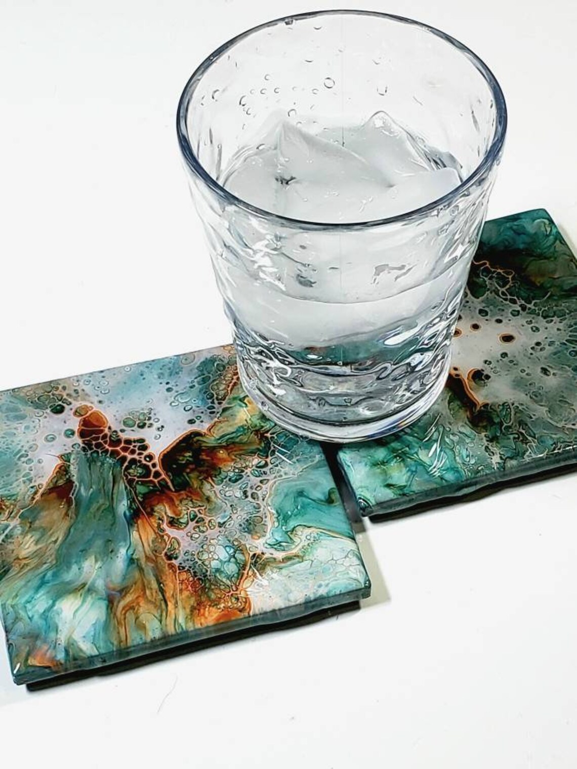 Resin Art Coasters Set of 2 Etsy
