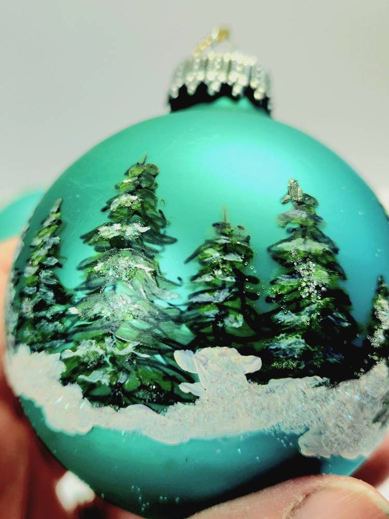 Hand Painted Glass Christmas Tree Ornament Etsy