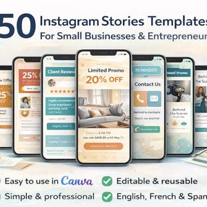 50 Beige Canva Templates | Instagram Posts & Stories | Minimalist Social Media Kit for Influencers and Creators
