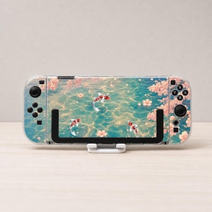 Anpassat Koi Pond Cherry Blossom-skal för Switch, OLED, Lite och Switch 2, genomskinligt hårt skal, japanskt zenfiskkonsolskinn