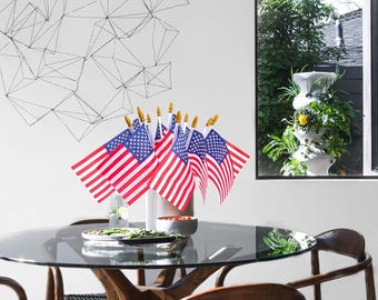 50 Pack Mini American Flags on Sticks Patriotic Handheld US Flags for Fourth July Decor