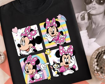 Coquette Minni Mouse PNG, Disney rétro noeud rose PNG, Design en sublimation pastel dessin animé mignon, téléchargement numérique Minni pour chemise