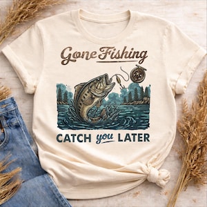 Bass Fishing PNG SVG, Catch Ya Later, Funny Gone Fishing Sublimation Design, Fisherman Vintage T-Shirt, Lake Life Outdoors Digital Download