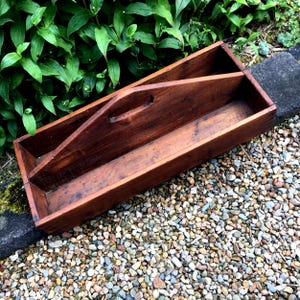 Rare Antique Primitive Handmade Wood Toolbox, 24&quot; X 10&quot; X 9&quot;