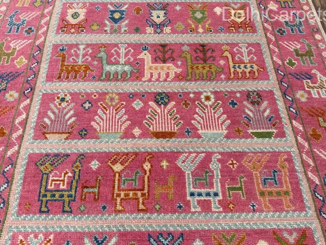 Tui Rugs Exquisite Pink Oushak Style Hand Knotted Rug 4x6, 5x8, 6x9, 8x10, 9x12 ...