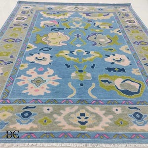 Top Reted Soft Rug Hand Knotted Wool Oushak Rug 8x10/9x12/10x14 Modern Style Neutral Area Rug Light Muted Tones Living Room Decor