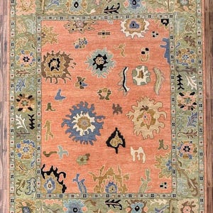 Elegant Indo Oushak Rug, Hand Knotted Perfection for Living Spaces. Sizes: 4x6 to 12x15 ft. A Fusion of Traditional and Modern Design