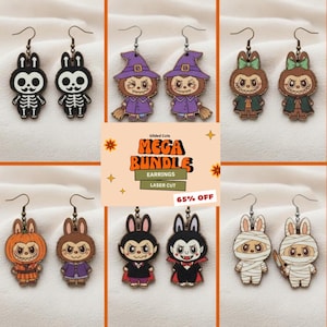Labubu Monster Earring SVG Bundle: Laser Cut Jewelry Template (Digital Download)