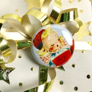Christmas Assorted Pinback Buttons Badges Xmas Party favor pack pin gift topper tags vintage Retro holiday images for Advent Calendar Prize