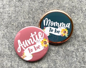 Fall Baby shower | Autumn Wedding & Baby shower pin | family name badges | personalized pinback buttons | Mommy Grandma to be gift