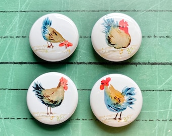 Chicken Magnet set for refrigerator decor for farmhouse rooster pin set for market bag button pack with country Chicken lover gift set
