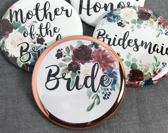 Wedding shower pin | personalized family name badges | mom to be pinback buttons | Rustic bridal shower | Custom baby shower | Party Pins